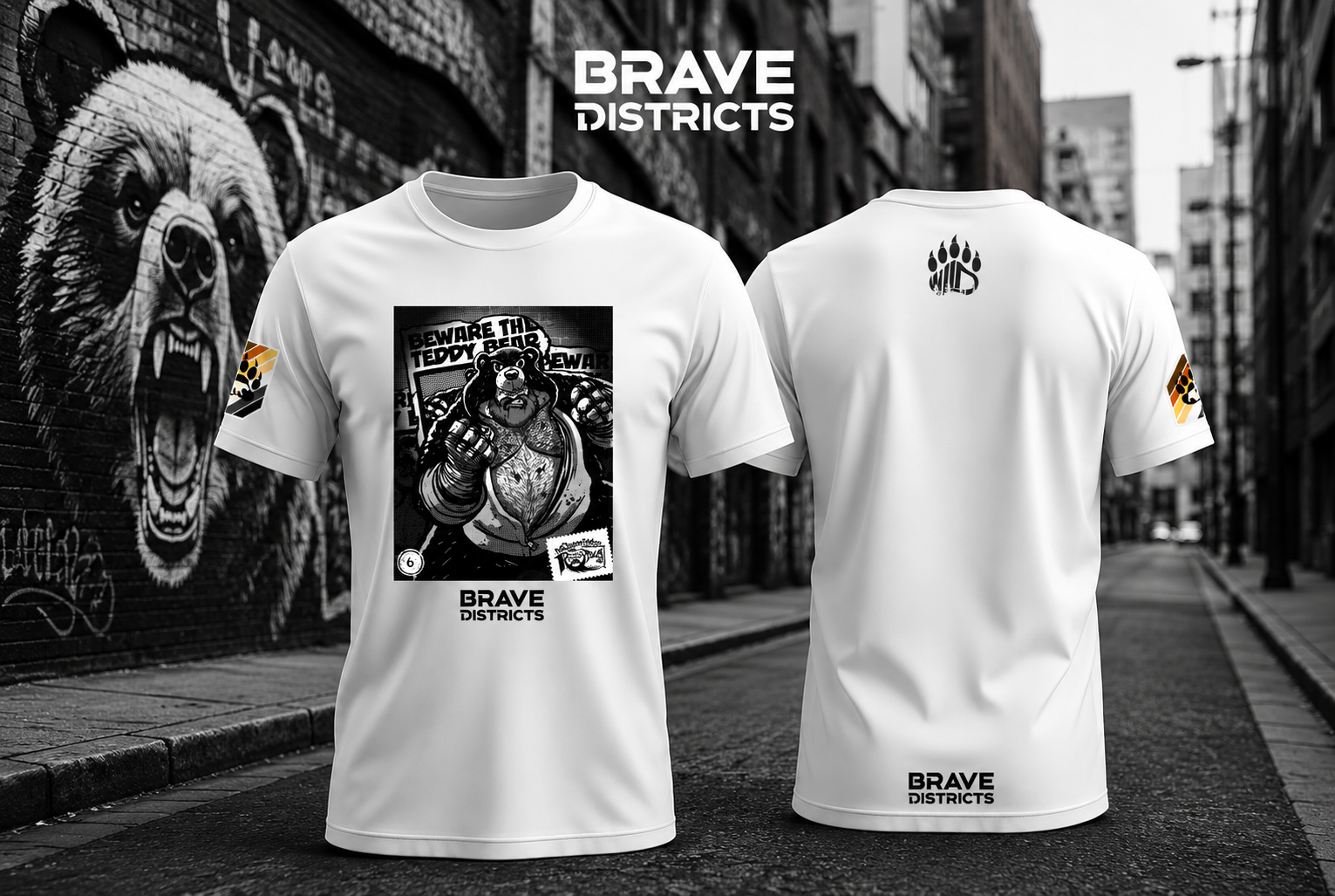 polera Brave Districts (diseño: Teddy Bear fighter).
